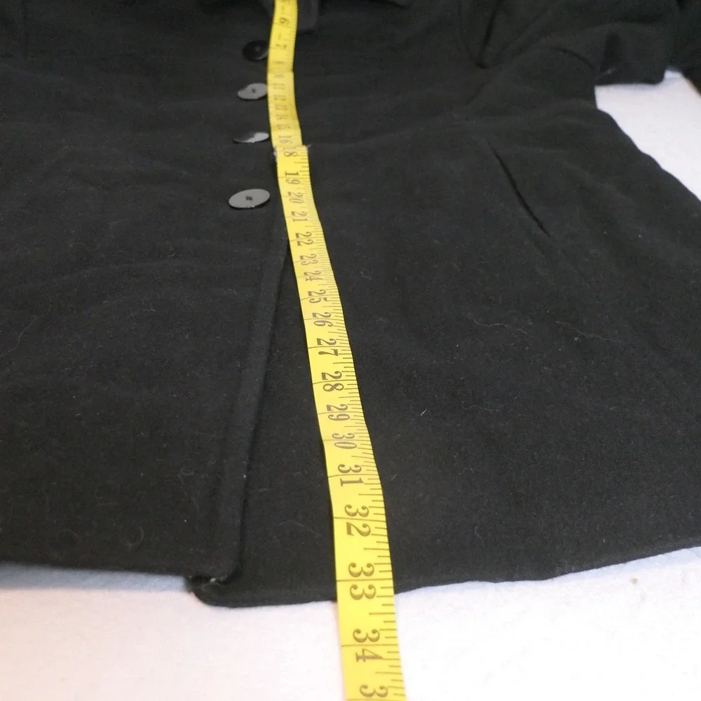 Anne Klein Womens Coat L Black Wool Blend Professional Dark Academia Minimalist